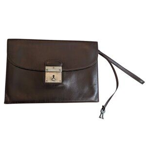 Hermes Vintage Quirus Kirius Clutch Bag w/ Keys Dark Brown Ebene Box Leather
